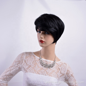 Wholesale top quality Synthetic wigs Clip in Hair Fringe natural wave black short kinky curly hair for fashion women